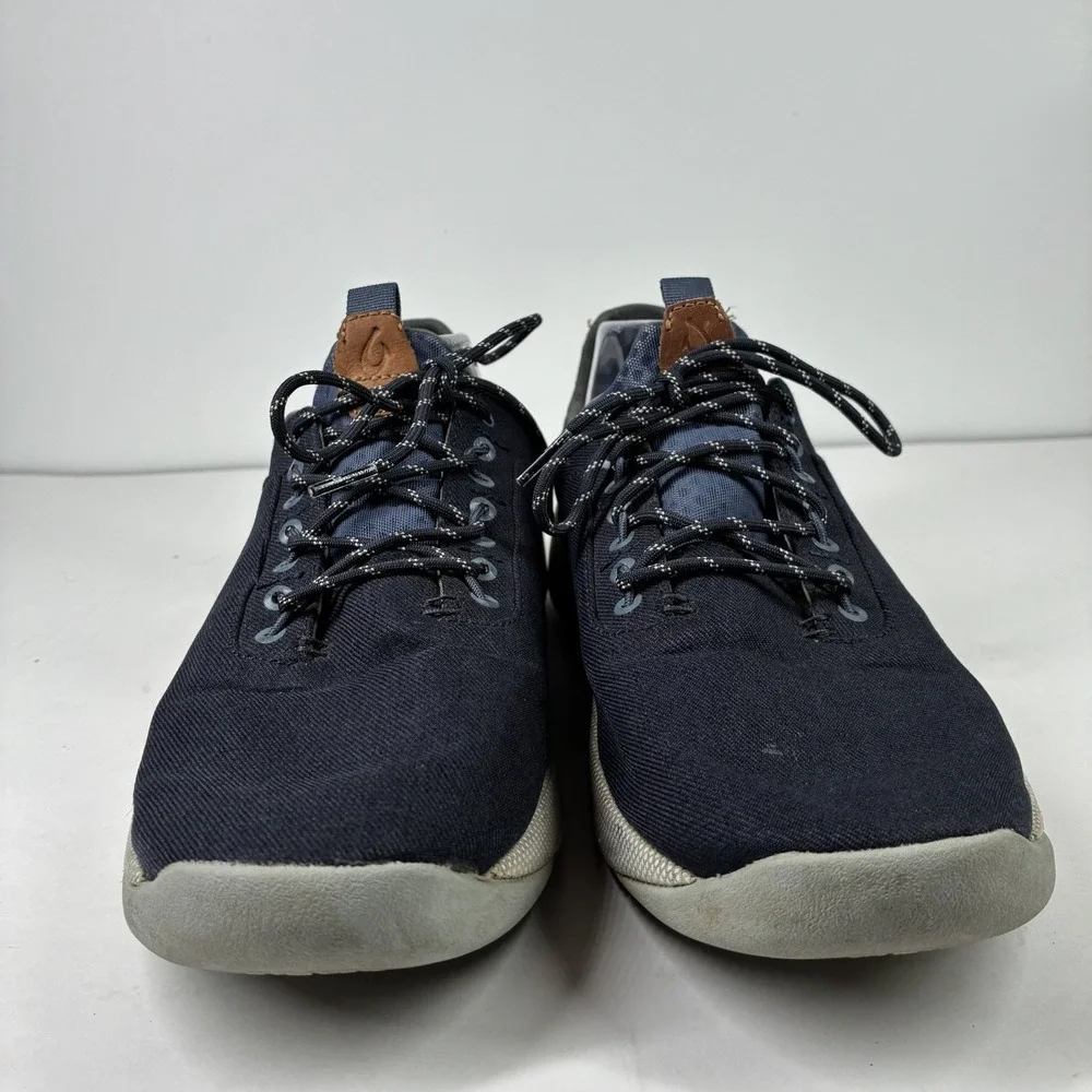 OluKai Nanea Li Men's US 10 Navy Blue Canvas Lace-Up Casual Sneakers 10485-TFVI